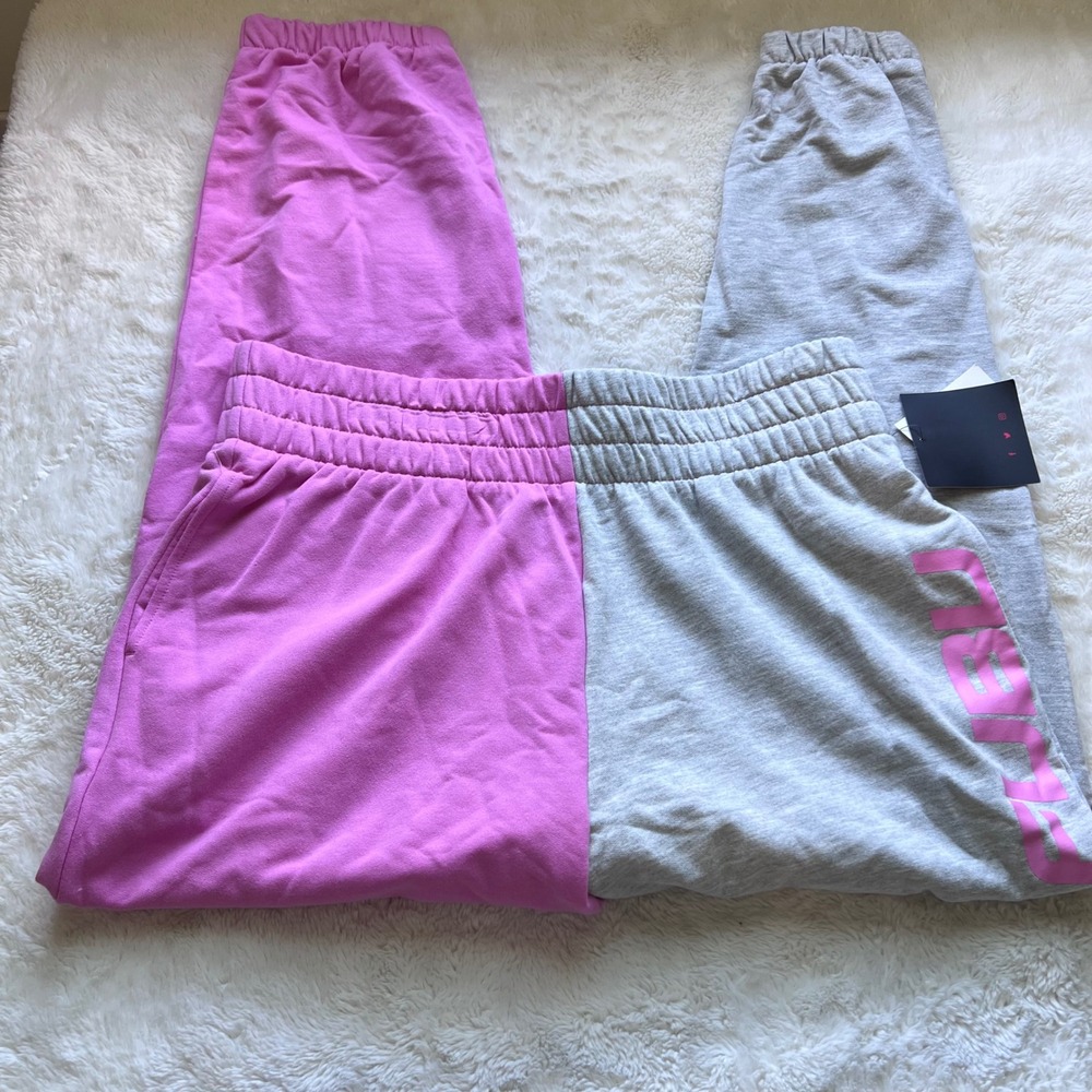 FUBU Kids Logo Icon Jogger Pink Gray Colorblock Sweatpants XL 15-17 LT42108BT